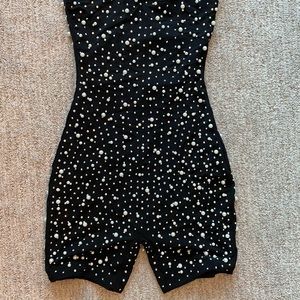 Strapless Romper, Bling & Pearl Detail, Sz Sm